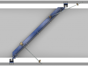 Diagonal plow is a specialty belt scraper that crosses the belt at an angle.