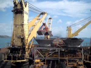 Barge cargo loading system.