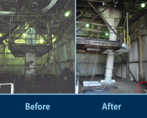 Transfer Chute Before and After