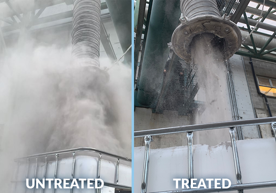 Before and after fly ash control treatment