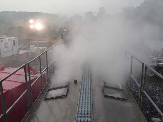 Billowing clouds of silica dust